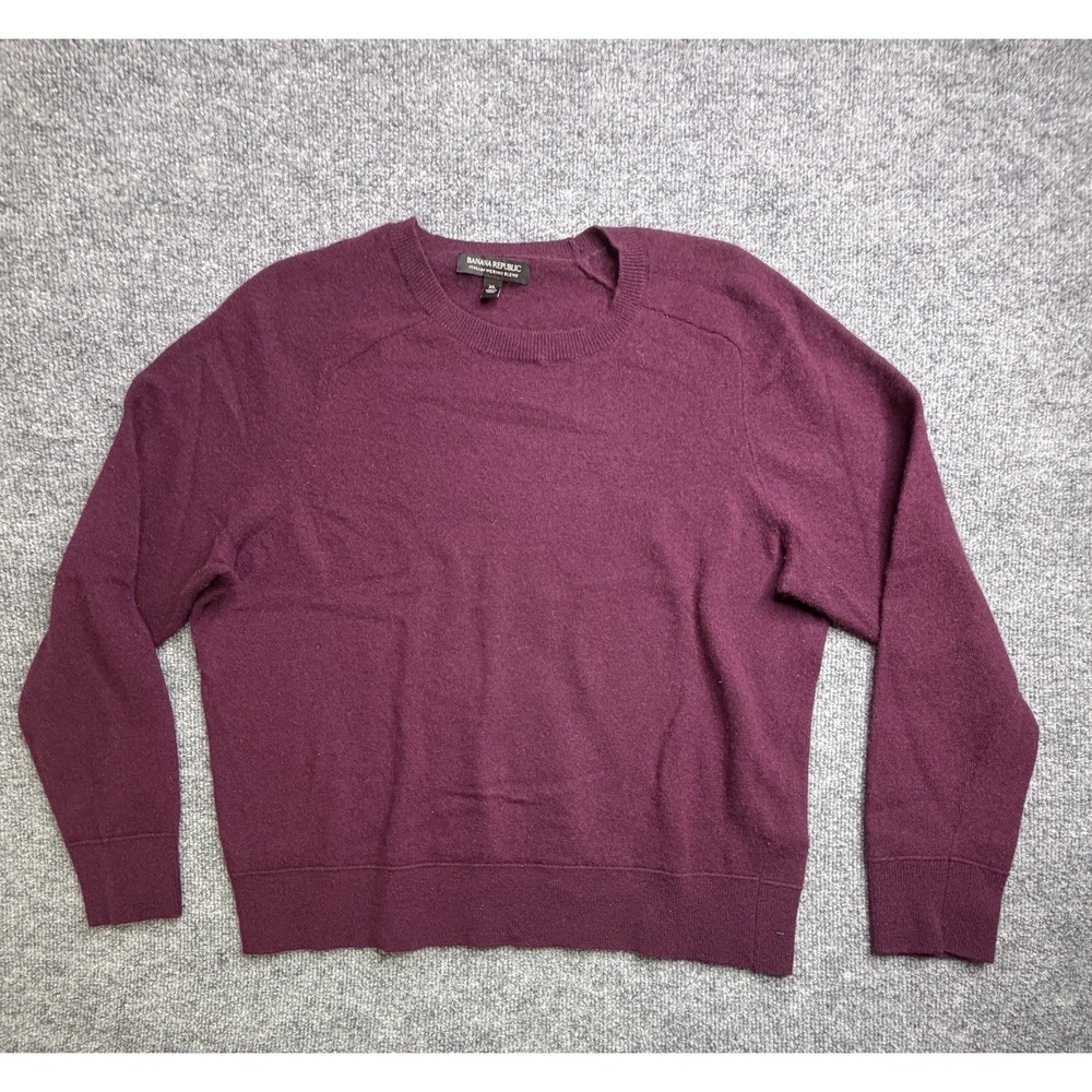Banana Republic Sweater Men XL‎ Red Maroon Merino Wool Crew Neck Pullover